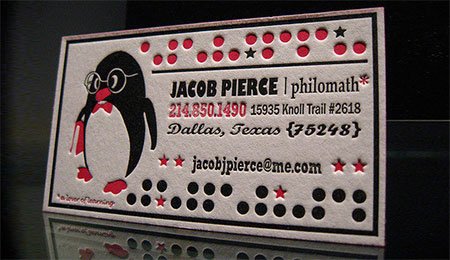 20 letterpress business card