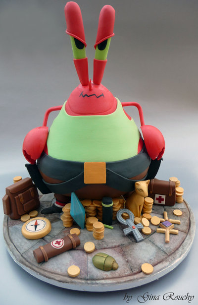 Mr Krabs as Lara Coft Cake