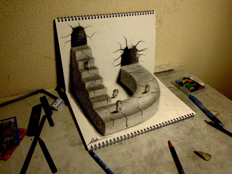 3d_drawing___world_drawn_by_pencil_by_nagaihideyuki d5rv3yt