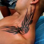 Tribal tattoo design on neck for men