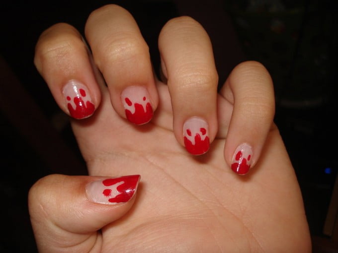 blood drip tip nail design idea for happy halloween