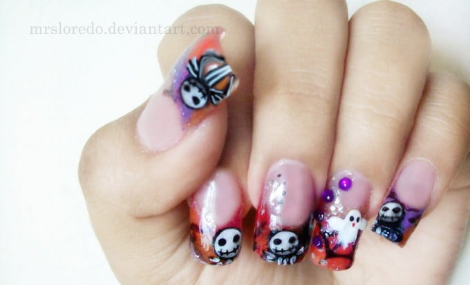 french tip scary nail art designs idea for happy halloween