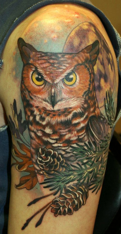 owl in the moonlight Owl Tattoo Design