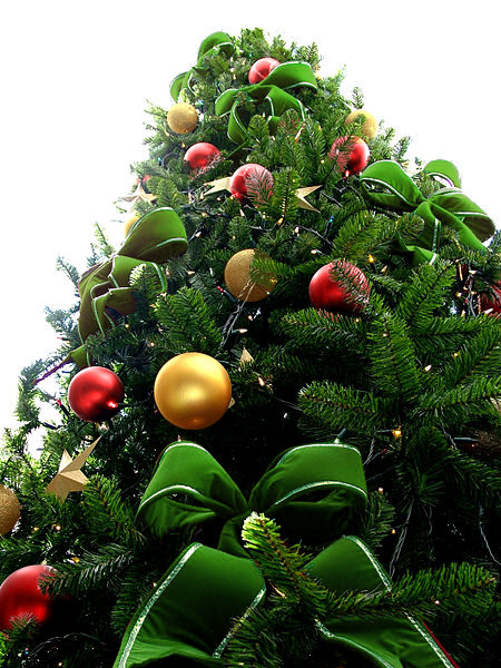 Green Bead Christmas Tree with Golden & Red Ornaments