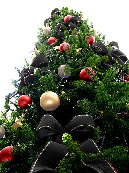Black Bead Christmas Tree with Pearly White & Red Ornaments