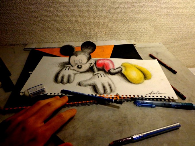 D Drawing - 3D Mickey Mouse