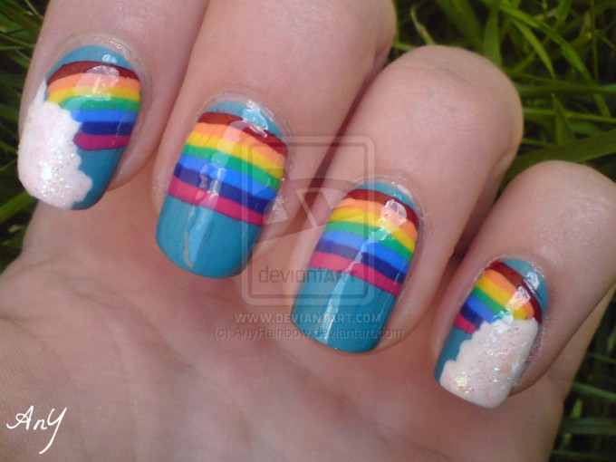 Huge Rainbow Nail Design Huge Rainbow Nail Design