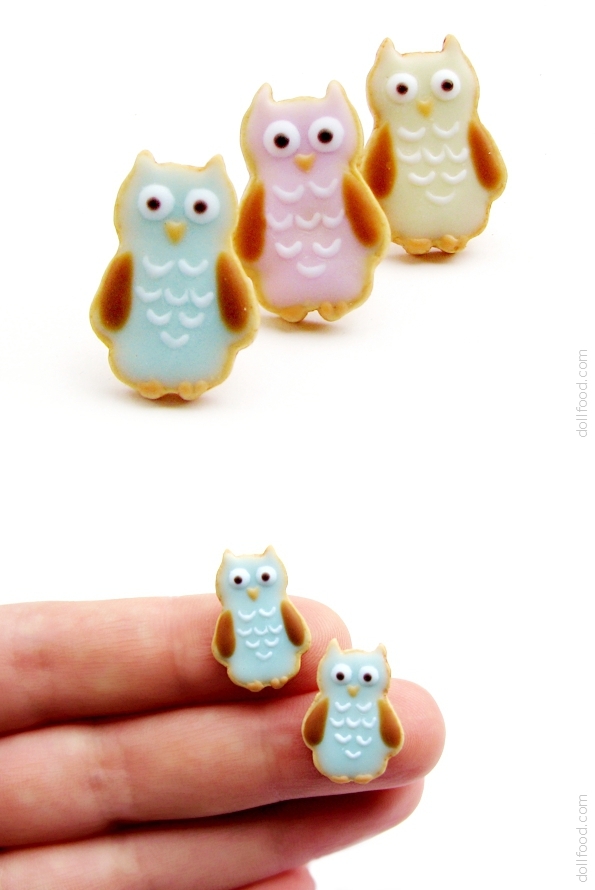 Owl Glazed Cookies Earrings Post