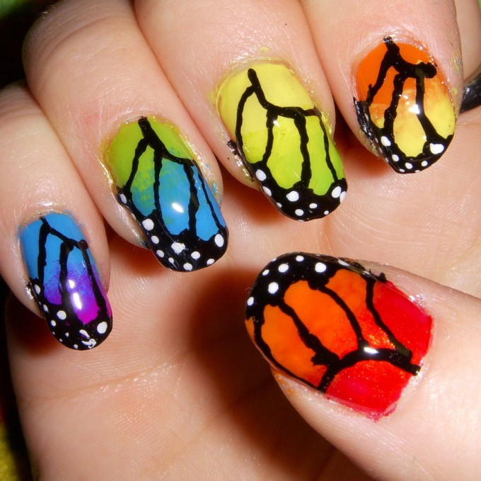 Rainbow Butterfly Nail Art Rainbow Butterfly Nail Art