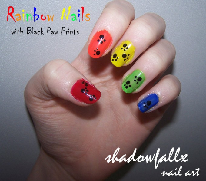 Rainbow Paw Print Nails Rainbow Paw Print Nails