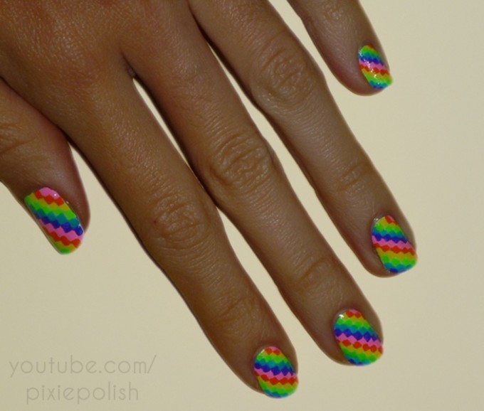 Rainbow Pixel Nail Art