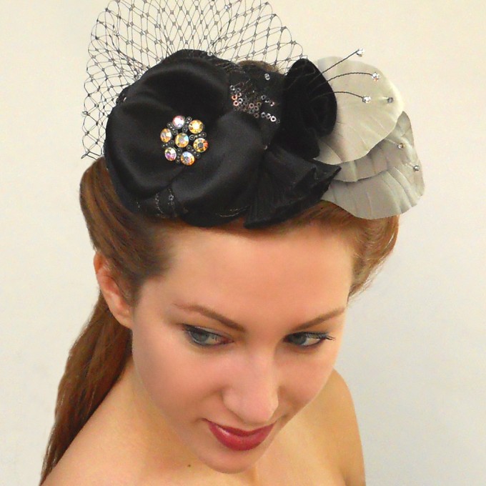 Black Rose with Vintage Button Vintage Hairstyle