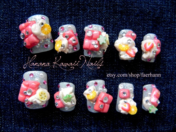 3d fruity nails designs set