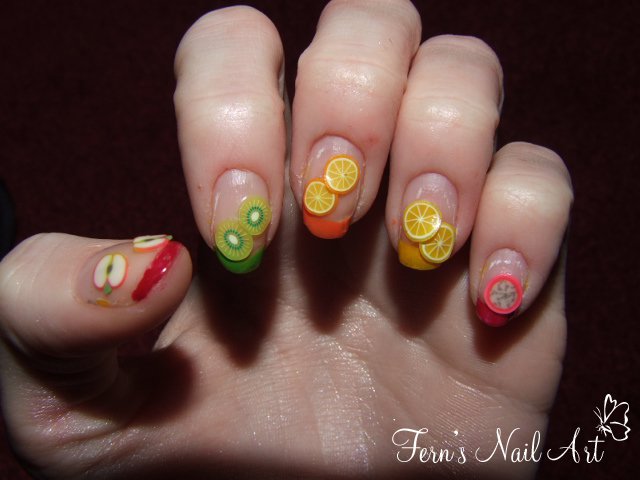 sliced fruity french tip nail designs