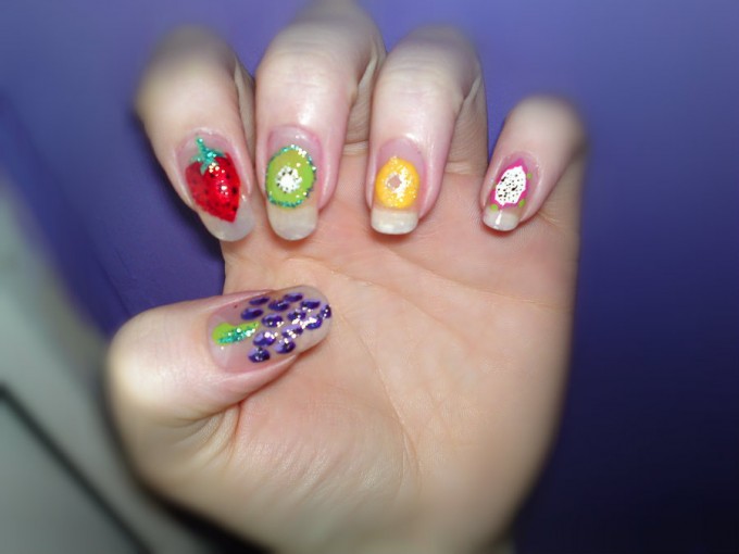 glitter fruity nail designs