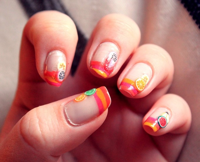 colorful fruity tips nail designs