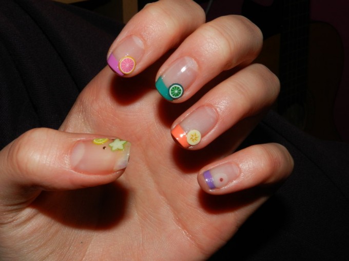 nude with minimal fruity nail designs