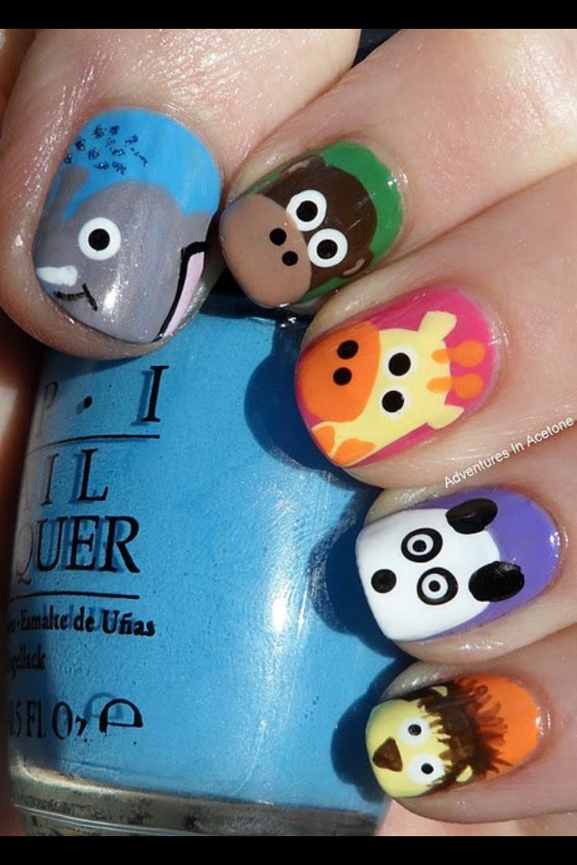Super cute Animal nail art!