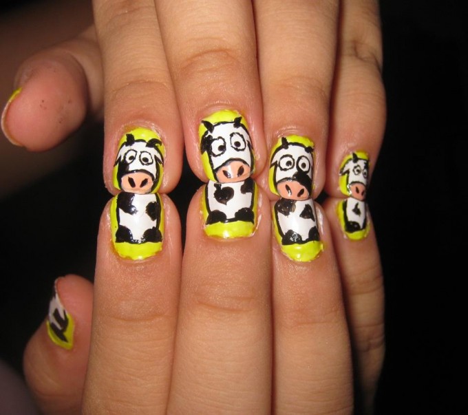 Cow Nail Art Design