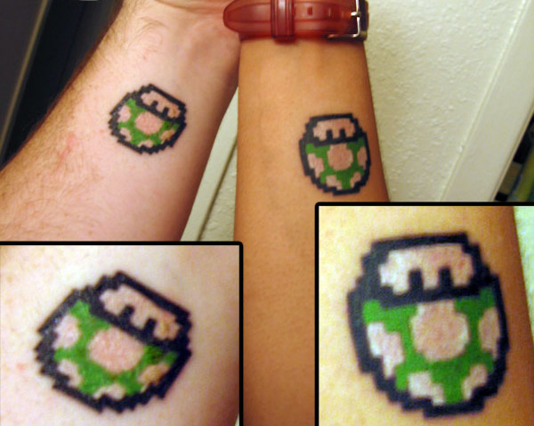 Mario One Up Mushroom Tattoo On Side