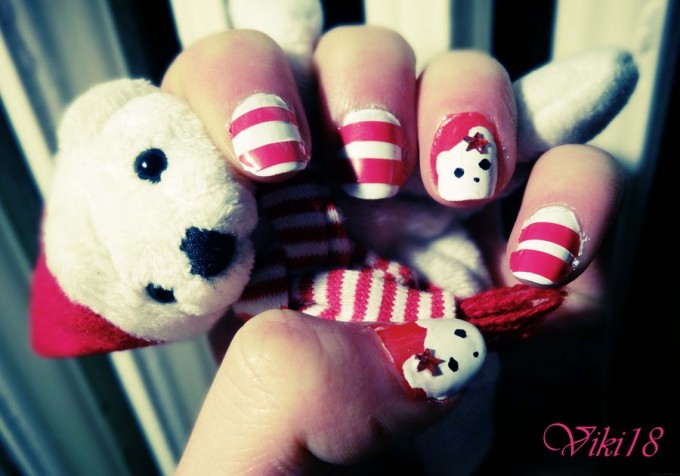 christmas bear nail art