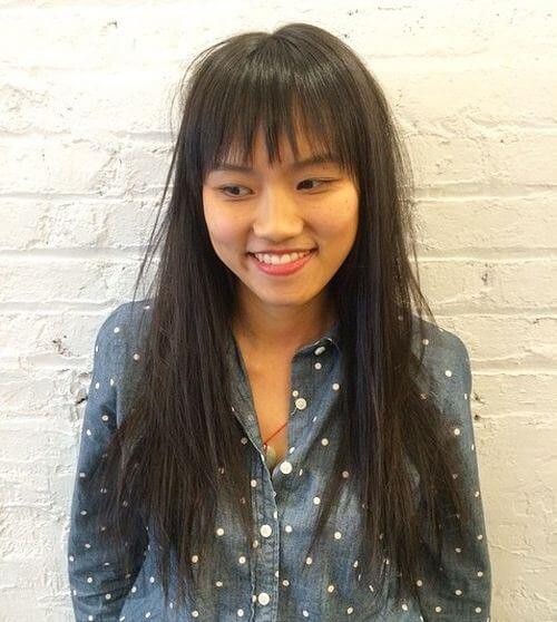 20+ Trendy Long Hairstyles With Bangs For Girls ... (500 x 558 Pixel)