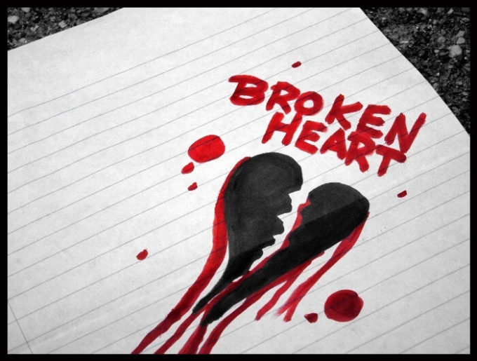 broken heart in red and black