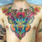 Magical Rainbow Chest Deer Tattoo