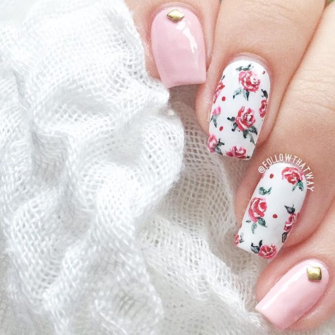 floral roses spring nails