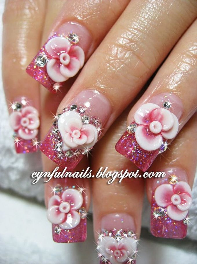 rose acrylic nails