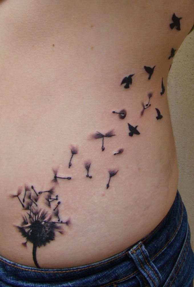 dandelion flower tattoo