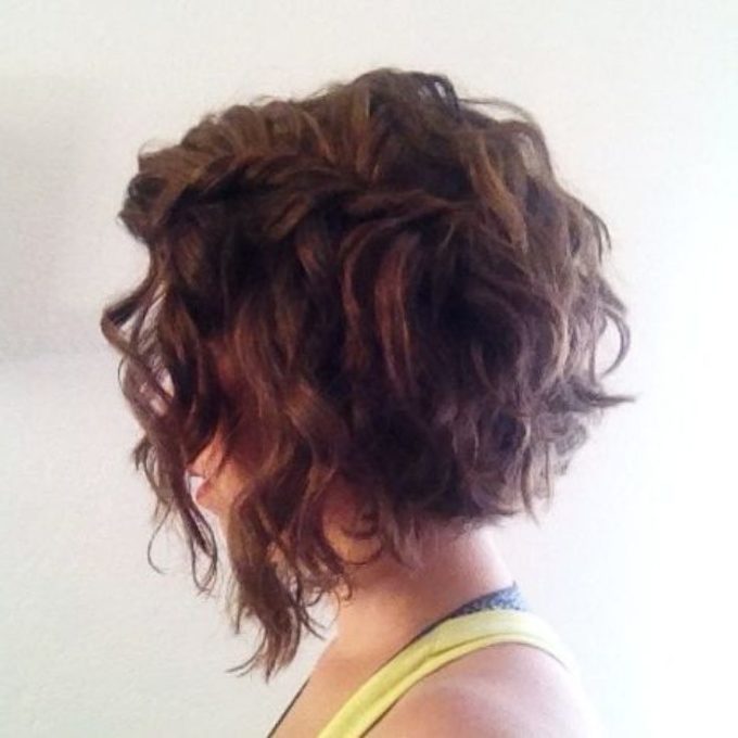curly angled bob haircut