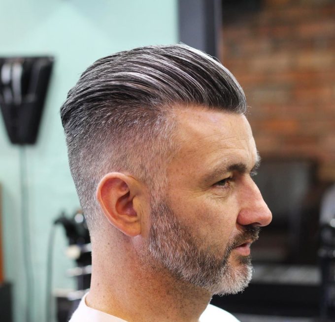 salt and pepper men slicked back haircut style