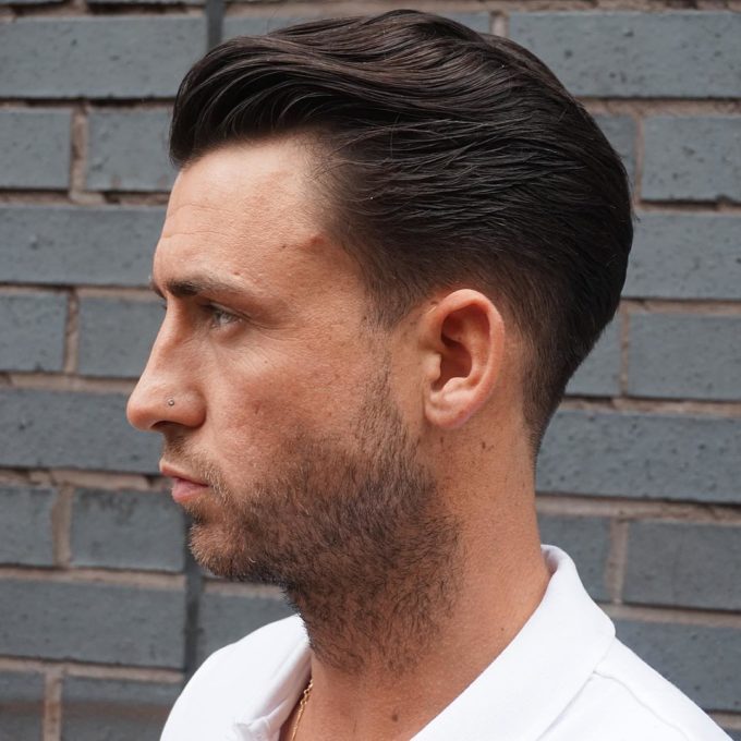 vintage taper mens slicked back hairstyle