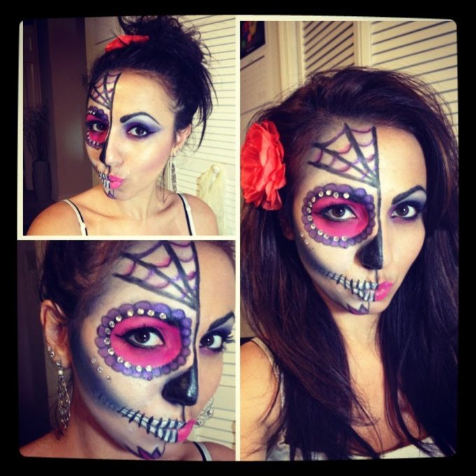 Rhinestones Sugar Skull face paint