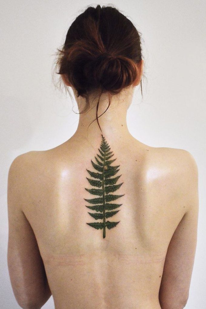 fern tattoo on back