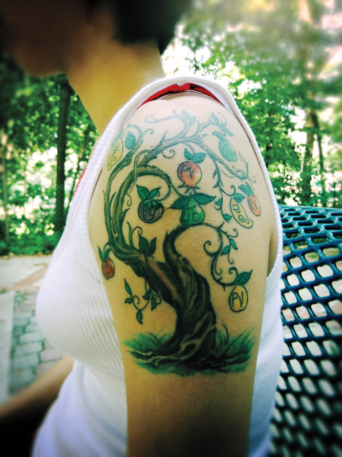 Fruit bearing tree of life tattoos