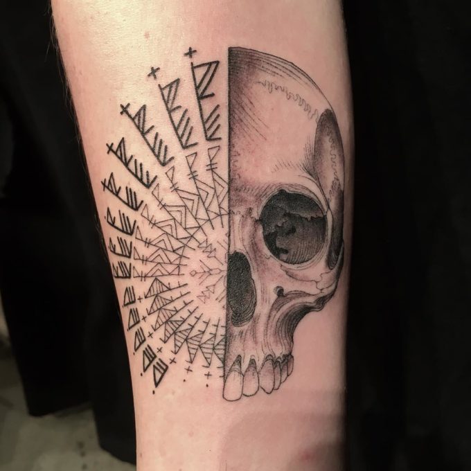 Scott Campbell tattoo sketch on forearm