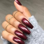 maroon coffin nails