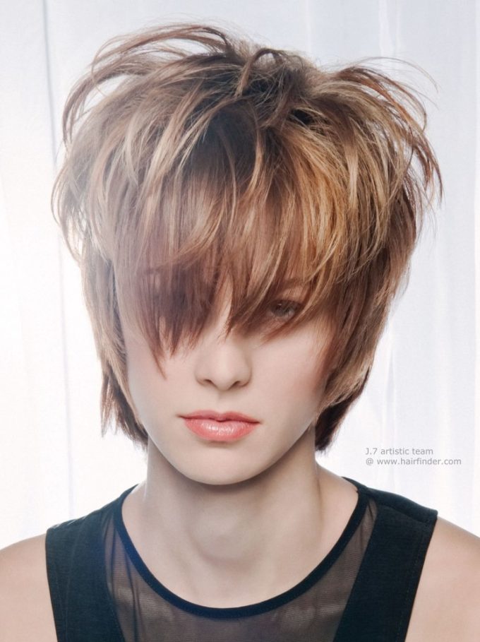 Short Stacked Pixie hairstyles with highlights