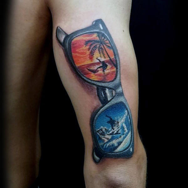3d summer sunglasses tattoo for men