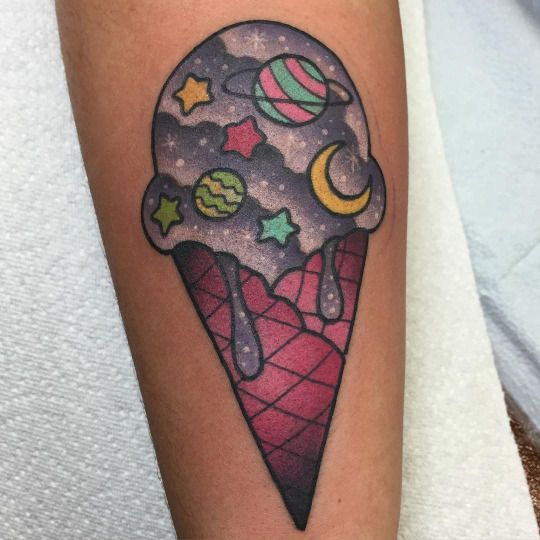 ice-cream cone galaxy tattoo