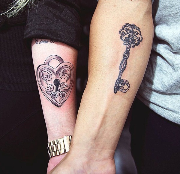 lock and key tattoo designs for couple