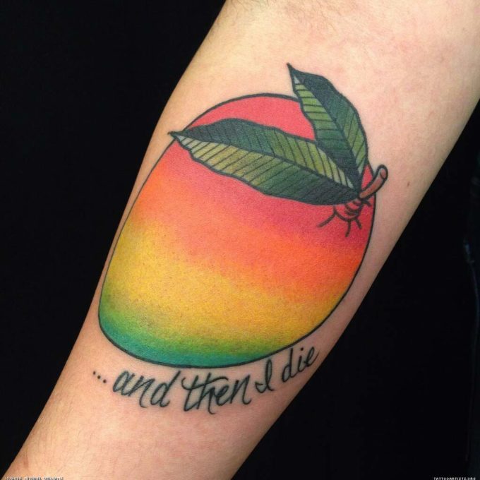 colorful-mango-tattoo-design-with-lettering