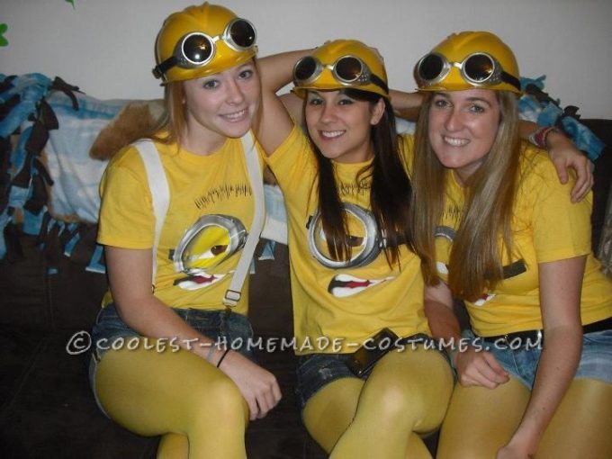 3 girls group despicable me minion halloween costume ideas