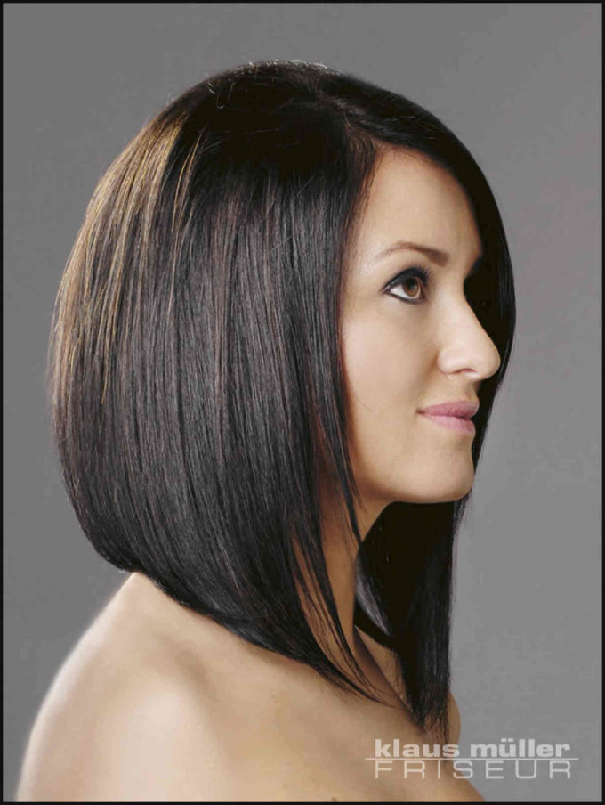 black long inverted bob hairstyle
