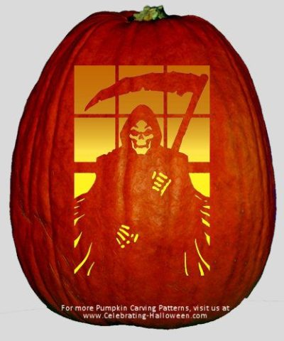 grim reaper pumpkin carving pattern ideas for halloween decorations ...