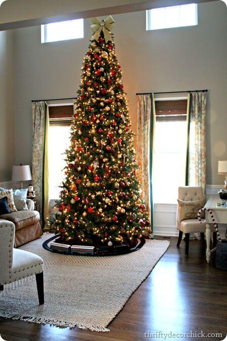 tall Christmas tree with globes
