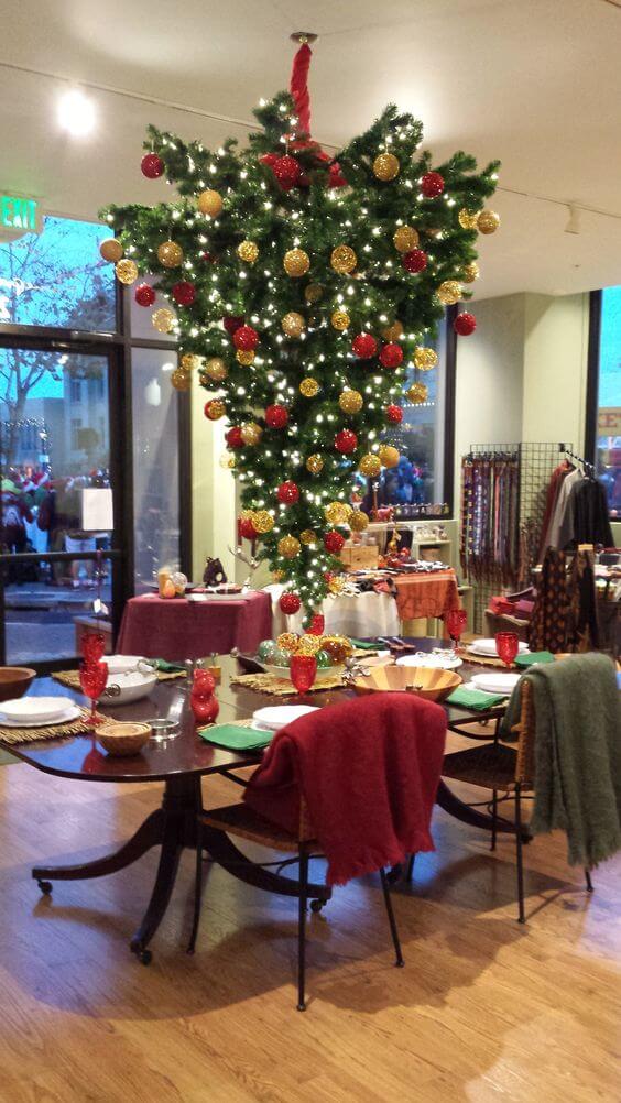 Upside down Christmas tree décor