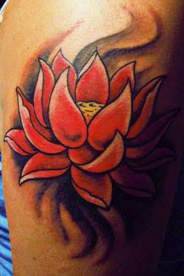 orange lotus flower tattoo design